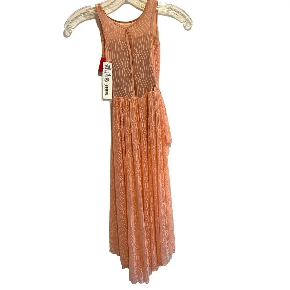 NWT Body Wrappers Peach Sleeveless Leotard Dress Girls 6X-7